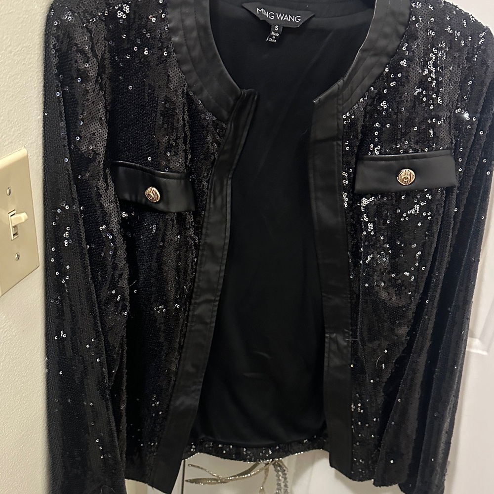 Ming Wang Black Sequin Blazer - image 1